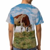 yanfind Adult Full Print T-shirts (men And Women) Landscape Countryside Agriculture Farm Grassland Milk Outdoors Rural Farmland Pasture Hayfield