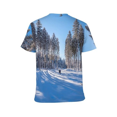 yanfind Adult Full Print T-shirts (men And Women) Beautiful Conifer Forest Freezing Frost Frosty Frozen Landscape Outdoors