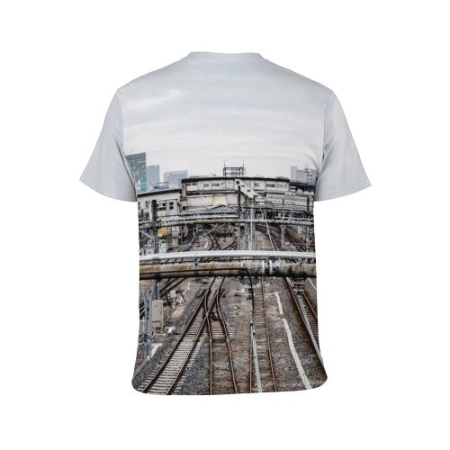 yanfind Adult Full Print T-shirts (men And Women) Road Traffic Train Architecture Travel Station Outdoors Iron Urban Locomotive Logistics