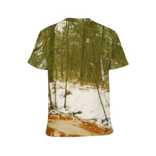 yanfind Adult Full Print Tshirts (men And Women) Landscape Trees Natural Outside Plants Woods Snow River Winter