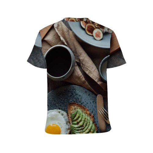 yanfind Adult Full Print T-shirts (men And Women) Appetizing Arrangement Avocado Berry Blueberry Bread Breakfast Delicious Diet Egg Flatlay Fork