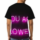 yanfind Adult Full Print T-shirts (men And Women) Art Contrast Creative Dark Decoration Design Diffuse Electric Fluorescent Font Glitter