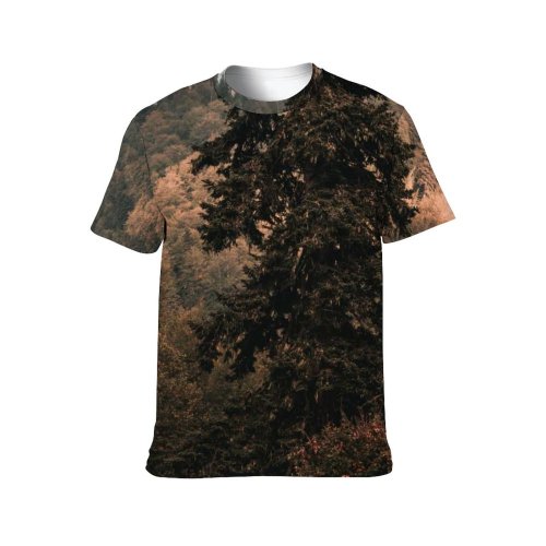 yanfind Adult Full Print T-shirts (men And Women) Snow Wood Dawn Landscape Winter Countryside Fog Leaf Fall Travel Christmas Outdoors