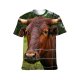 yanfind Adult Full Print T-shirts (men And Women) Field Agriculture Farm Grass Milk Portrait Bull Cow Rural Farmland Pasture Horn