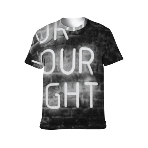 yanfind Adult Full Print T-shirts (men And Women) Brick Bw Fight Gym Motivation Motto Neon Light Nobody Right Rights Slogan