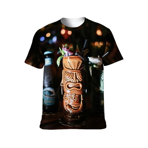 yanfind Adult Full Print T-shirts (men And Women) Light Bar Party Glass Beer Christmas Candle Bottle Flame Action Still