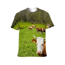yanfind Adult Full Print T-shirts (men And Women) Breathtaking Calm Cattle Cliff Countryside Cow Daylight Daytime Farmland Field Flora Grass