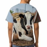 yanfind Adult Full Print T-shirts (men And Women) Countryside Agriculture Farm Grass Milk Portrait Cow Rural Calf Farmland Pasture Hay