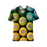 yanfind Adult Full Print T-shirts (men And Women) Fashion Art Texture Abstract Design Round Fabric Metallic Rainbow Cool Sewing