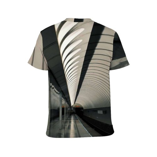 yanfind Adult Full Print T-shirts (men And Women) Architecture Area Construction Dark Design Direction Empty Exterior Futuristic Hall Illuminate Industrial