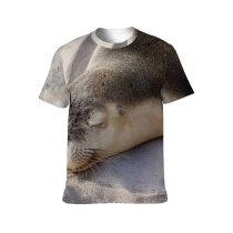 yanfind Adult Full Print T-shirts (men And Women) Fur Furry Lazy Pinniped Rest Resting Sand Sandy Sea Lion Seal Sleep