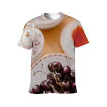 yanfind Adult Full Print T-shirts (men And Women) Appetizing Aroma Berry Beverage Breakfast Ceramic Cherry Colorful Cup Delicious Dessert
