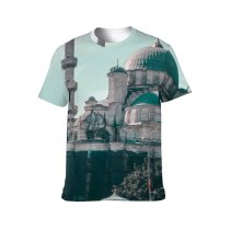 yanfind Adult Full Print T-shirts (men And Women) City Dawn Sunset Street Building Evening Architecture Travel Church Dusk Outdoors Religion