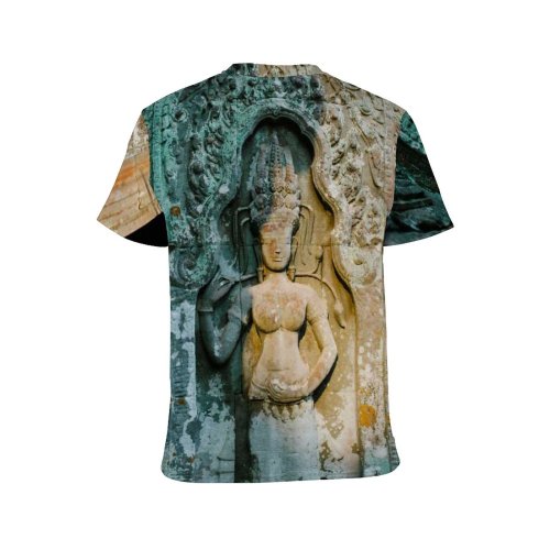 yanfind Adult Full Print T-shirts (men And Women) Wood Art Building Texture Wall Travel Door Castle Gate Sculpture Entrance Doorway