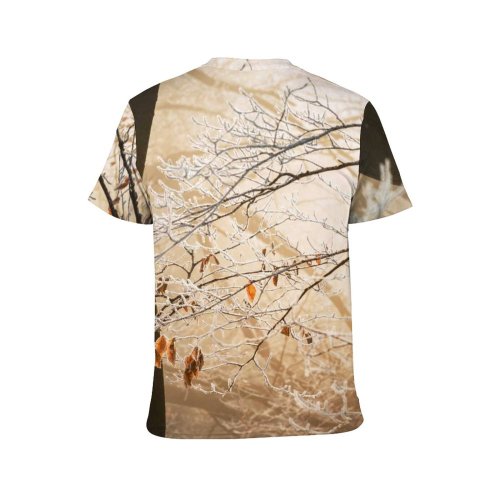 yanfind Adult Full Print T-shirts (men And Women) Branch Forest Freezing Frost Frosty Frozen Hoarfrost Landscape Leaves Outdoors