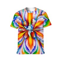 yanfind Adult Full Print T-shirts (men And Women) Art Texture Abstract Flower Design Round Decoration Beautiful Rainbow Petal Motley Proportion