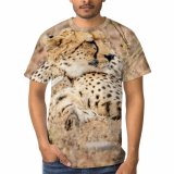yanfind Adult Full Print T-shirts (men And Women) Dry Grass Cat Outdoors Hunter Wildlife Danger Daylight Carnivore Camouflage Side