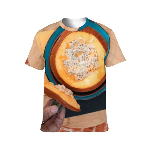 yanfind Adult Full Print T-shirts (men And Women) Wood Dinner Lunch Table Breakfast Rustic Wooden Cooking Health Homemade Ingredients Traditional