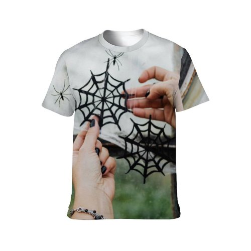 yanfind Adult Full Print T-shirts (men And Women) Decorating Decoration Halloween Hands October Seasonal Web Spiders Spiderweb Window
