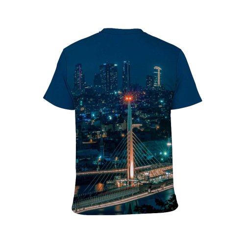 yanfind Adult Full Print T-shirts (men And Women) City Road Traffic Building Evening Architecture Travel Dusk Highway Urban