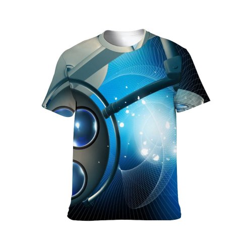 yanfind Adult Full Print T-shirts (men And Women) Abstract Medical Doctor Care Clinic Instrument Health ECG Colorful Effects Surgery Ray