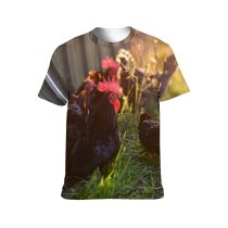 yanfind Adult Full Print T-shirts (men And Women) Bird Agriculture Farm Grass Chicken Hen Outdoors Rural Duck Feather Poultry Farmyard