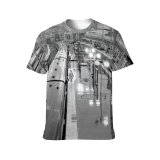 yanfind Adult Full Print T-shirts (men And Women) Architecture Arrive Bw Carriage City Construction Departure Destination Direction Exterior Film Flashlight
