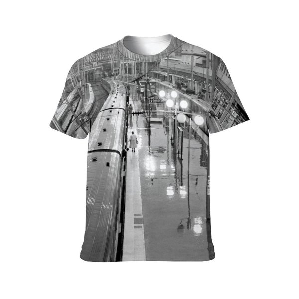 yanfind Adult Full Print T-shirts (men And Women) Architecture Arrive Bw Carriage City Construction Departure Destination Direction Exterior Film Flashlight