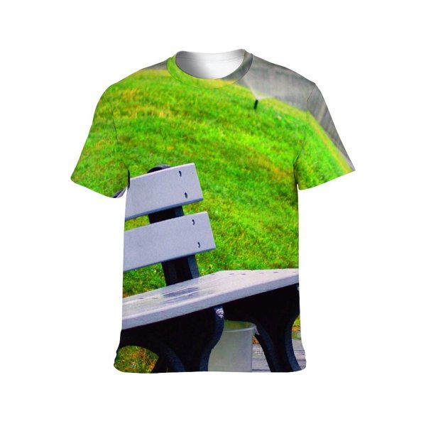 yanfind Adult Full Print Tshirts (men And Women) Autumn Beautiful Beauty Bench Cascade Chair Creek Fall Garden Grass Landscape