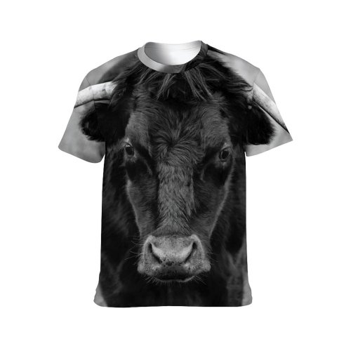 yanfind Adult Full Print T-shirts (men And Women) Calf Cattle Country Countryside Cow Eyelash Eyes Face Farmland Field Fur