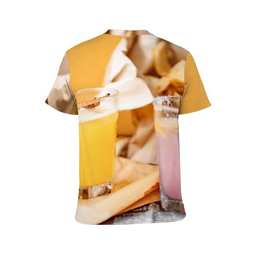 yanfind Adult Full Print T-shirts (men And Women) Wood Glass Beer Sugar Rustic Juice Health Homemade Ingredients Traditional Delicious Thirst