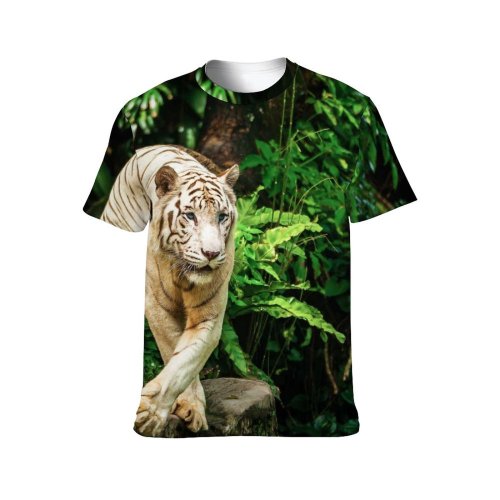 yanfind Adult Full Print T-shirts (men And Women) Wood Fur Cat Wild Hunter Jungle Wildlife Danger Staring Furious