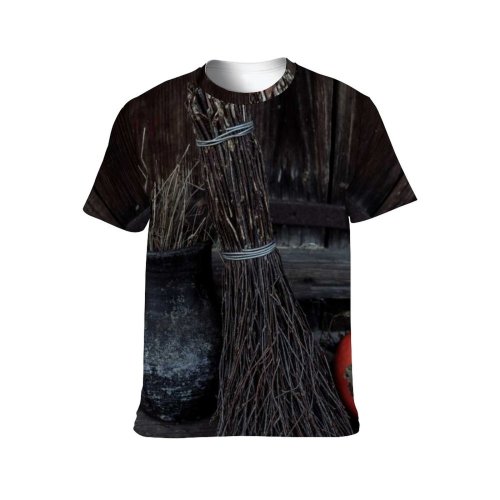 yanfind Adult Full Print T-shirts (men And Women) Autumn Dark Door Halloween October Pumpkins Rustic Seasonal Spooky Still Trick