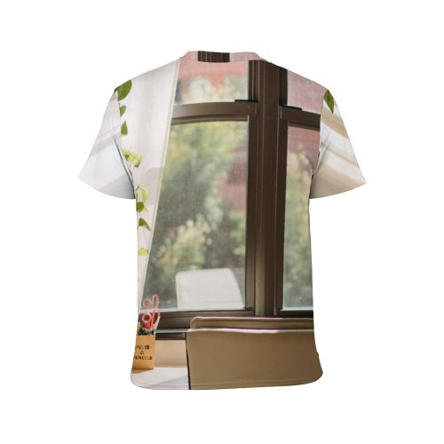 yanfind Adult Full Print T-shirts (men And Women) Armchair Climbing Comfort Cozy Creative Creeping Curtain Decor Decoration Design Device