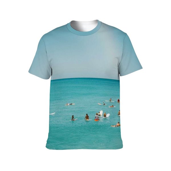 yanfind Adult Full Print T-shirts (men And Women) Beach Drone Camera Hawaii Honolulu Oahu Ocean Rainbow Sea Surf Surfer Surfers