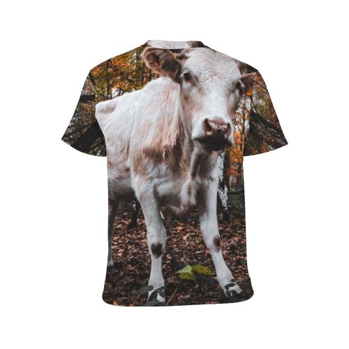 yanfind Adult Full Print T-shirts (men And Women) Landscape Field Winter Countryside Agriculture Farm Grass Park Tree Fall Bull Cow