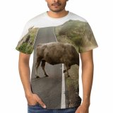 yanfind Adult Full Print T-shirts (men And Women) Road Landscape Field Summer Countryside Grass Travel Grassland Outdoors Cow Rural Country