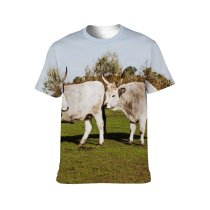 yanfind Adult Full Print T-shirts (men And Women) Field Countryside Agriculture Farm Grass Milk Bull Cow Rural Farmland Pasture