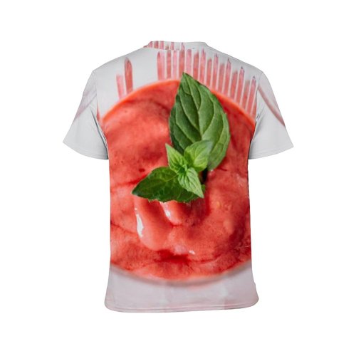 yanfind Adult Full Print T-shirts (men And Women) Summer Glass Leaf Breakfast Milk Sweet Health Yogurt Ingredients Juicy Cream Delicious