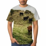yanfind Adult Full Print T-shirts (men And Women) Landscape Field Agriculture Farm Grass Grassland Milk Bull Cow Rural Farmland