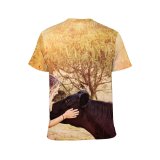 yanfind Adult Full Print T-shirts (men And Women) Beautiful Cow Daylight Farm Female Field Girl Grass Happiness Love Pretty Tree