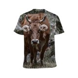 yanfind Adult Full Print T-shirts (men And Women) Cattle Country Countryside Cow Daylight Farmland Field Grass Grassland Horns Landscape Outdoors