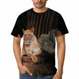 yanfind Adult Full Print T-shirts (men And Women) Tree Fur Portrait Lion Cat Wild Hunter Safari Wildlife