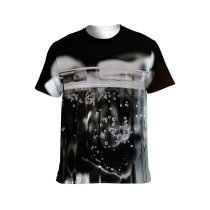yanfind Adult Full Print T-shirts (men And Women) Bubbles Clear Cool Space Crystal Cubes Dark Details Glass Highball