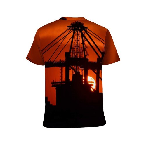 yanfind Adult Full Print T-shirts (men And Women) Backlit Built Cargo Concrete Construction Container Port Export Freight Harbor Harbour Cranes