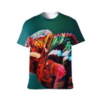 yanfind Adult Full Print T-shirts (men And Women) Biology Chameleon Colourful Focus Macro Reptile Wild Wildlife