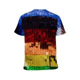 yanfind Adult Full Print T-shirts (men And Women) Art Texture Abstract Flag Design Fabric Country Wear Wool Handmade Coloring Yarn
