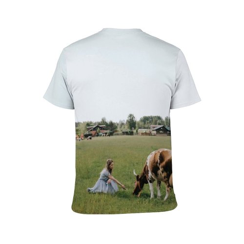 yanfind Adult Full Print T-shirts (men And Women) Cattle Cow Dairy Farm Farmland Female Field Homestead Landscape Lawn Meadow Outdoors