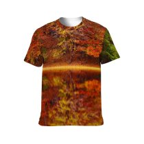yanfind Adult Full Print T-shirts (men And Women) Art Artwork Autumn Leaves Beautiful Calm Waters Colorful Colourful Fall Forest Maple