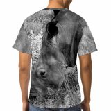 yanfind Adult Full Print T-shirts (men And Women) Grass Park Big Portrait Wild Cow Safari Wildlife Elephant Horn Rhinoceros
